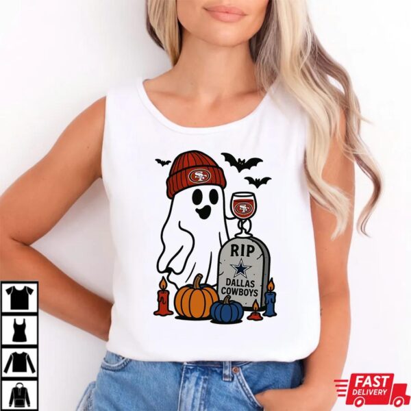 San Francisco 49ers vs Dallas Cowboys Halloween Ghost RIP T-Shirt San Francisco 49ers vs Dallas Cowboys Halloween Ghost RIP T-Shirt