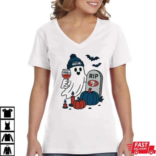 Seattle Seahawks vs San Francisco 49ers Halloween Ghost RIP T-Shirt