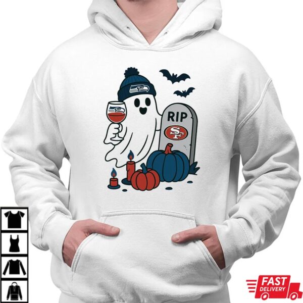 Seattle Seahawks vs San Francisco 49ers Halloween Ghost RIP T-Shirt