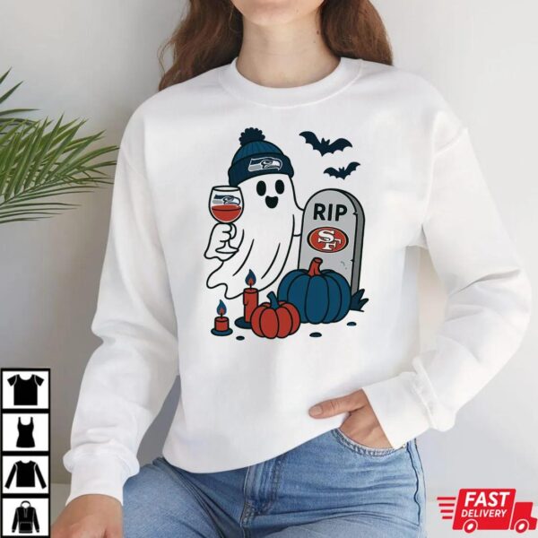 Seattle Seahawks vs San Francisco 49ers Halloween Ghost RIP T-Shirt