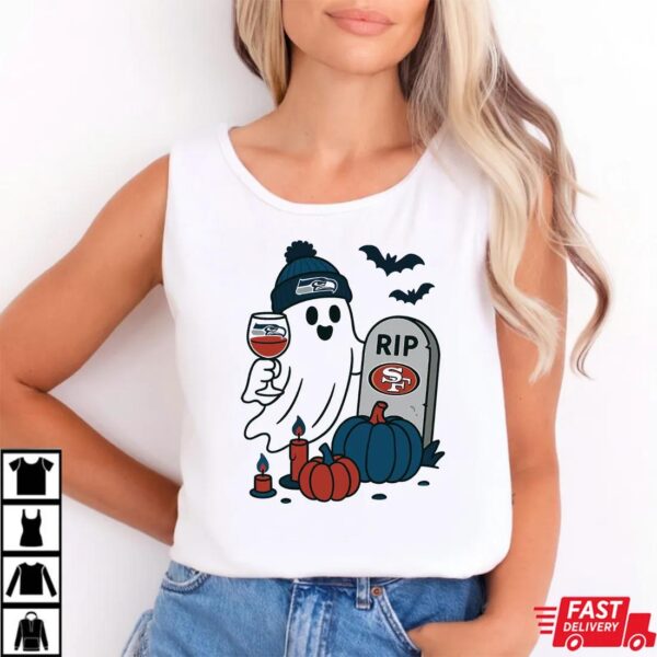 Seattle Seahawks vs San Francisco 49ers Halloween Ghost RIP T-Shirt