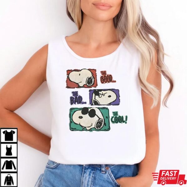 The Good The Bad The Cool Snoopy T-Shirt – Retro Peanuts Cartoon Tee The Good The Bad The Cool Snoopy T-Shirt – Retro Peanuts Cartoon Tee