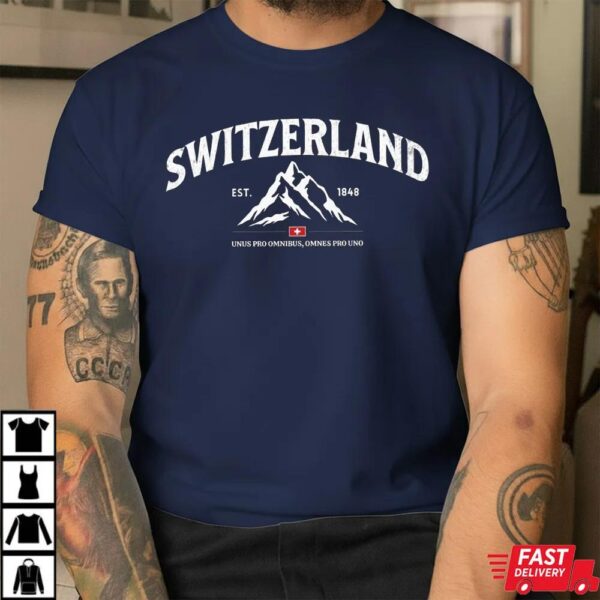 Switzerland 1848 Sweatshirt – Alpine Mountain Graphic Swiss Heritage Shirt Switzerland 1848 Sweatshirt – Alpine Mountain Graphic Swiss Heritage Shirt