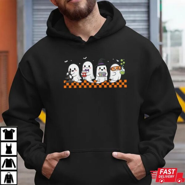 Spooky Lab Squad T-Shirt – Cute Ghost Scientist Halloween Science Tee for Teachers & Lab Lovers