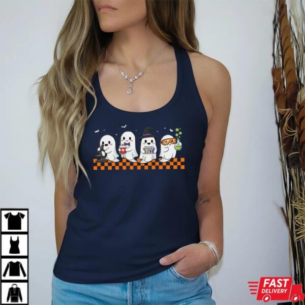 Spooky Lab Squad T-Shirt – Cute Ghost Scientist Halloween Science Tee for Teachers & Lab Lovers