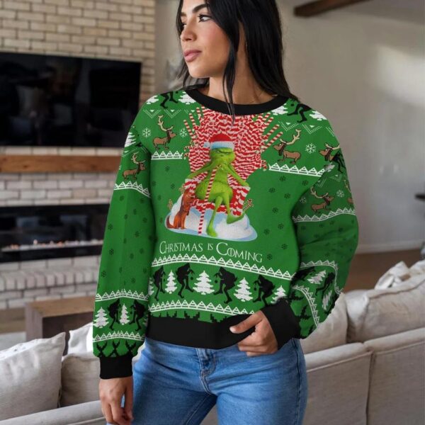 Funny Green Grinch Christmas Is Coming Ugly Sweater for Men Women