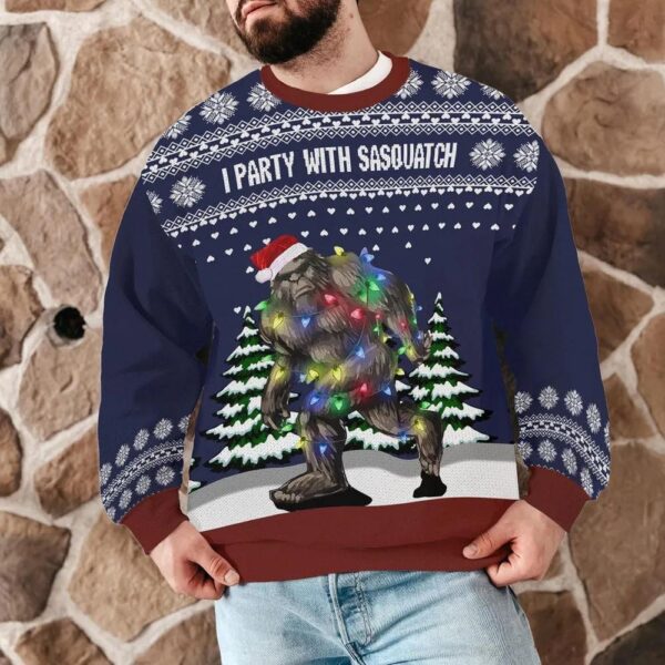 I Party With Sasquatch Ugly Christmas Sweater I Party With Sasquatch Ugly Christmas Sweater