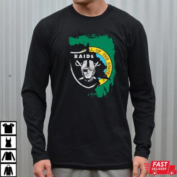 Washington State Seal And Raiders Logo Fusion T-Shirt