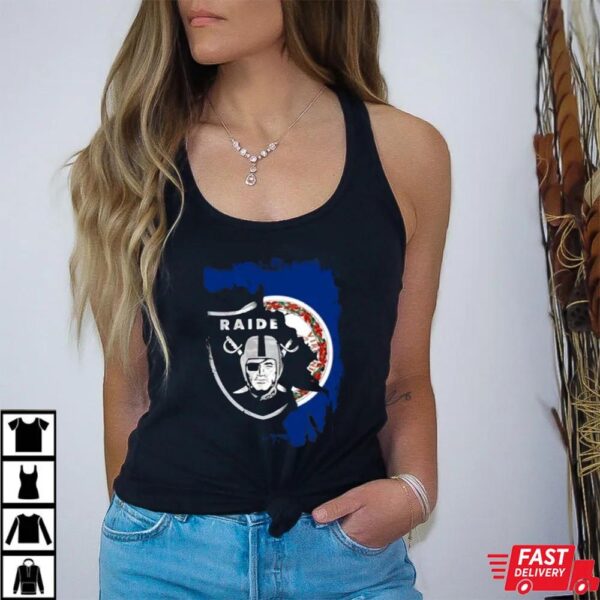 Virginia State Flag With Raiders Shield T-Shirt