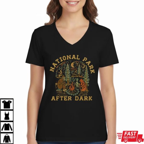 National Park After Dark Bigfoot Alien Campfire Shirt