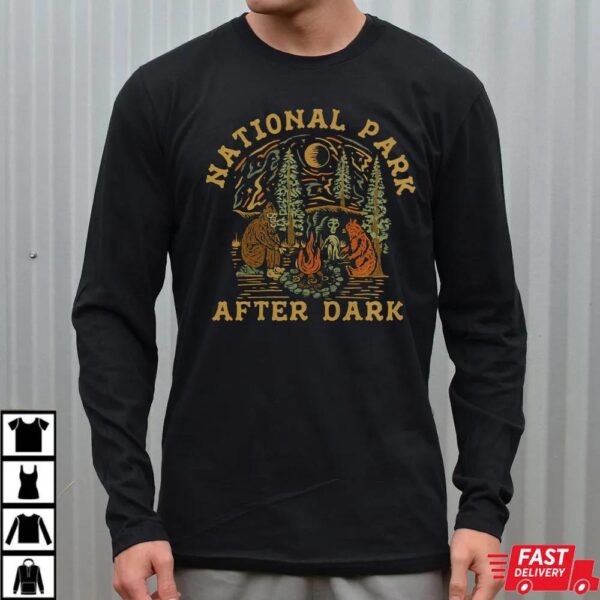 National Park After Dark Bigfoot Alien Campfire Shirt