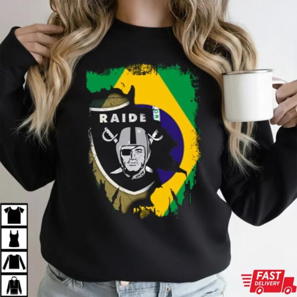 Together Brazil Las Vegas Raiders Splash Flag Emblem Shirt Together Brazil Las Vegas Raiders Splash Flag Emblem Shirt