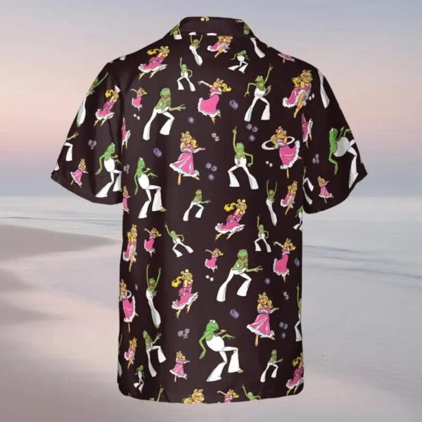 Disney The Muppet Show Disco Couple Kermit And Piggy 80s Black Hawaiian Shirt Disney The Muppet Show Disco Couple Kermit And Piggy 80s Black Hawaiian Shirt