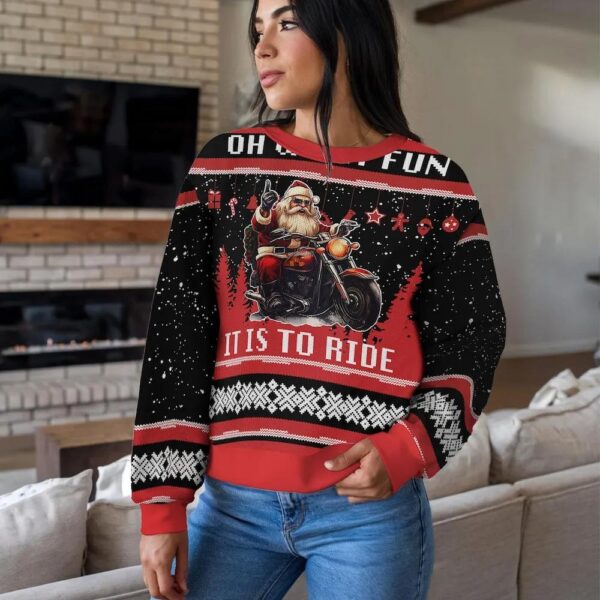 Funny Biker Santa Christmas Sweater for Biker, Oh What Fun It Is To Ride Ugly Xmas Sweatshirt Funny Biker Santa Christmas Sweater for Biker, Oh What Fun It Is To Ride Ugly Xmas Sweatshirt