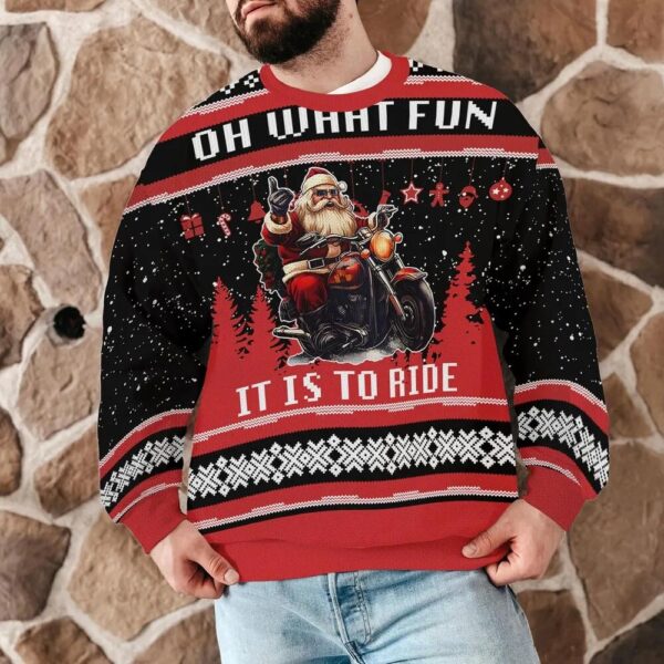 Funny Biker Santa Christmas Sweater for Biker, Oh What Fun It Is To Ride Ugly Xmas Sweatshirt Funny Biker Santa Christmas Sweater for Biker, Oh What Fun It Is To Ride Ugly Xmas Sweatshirt