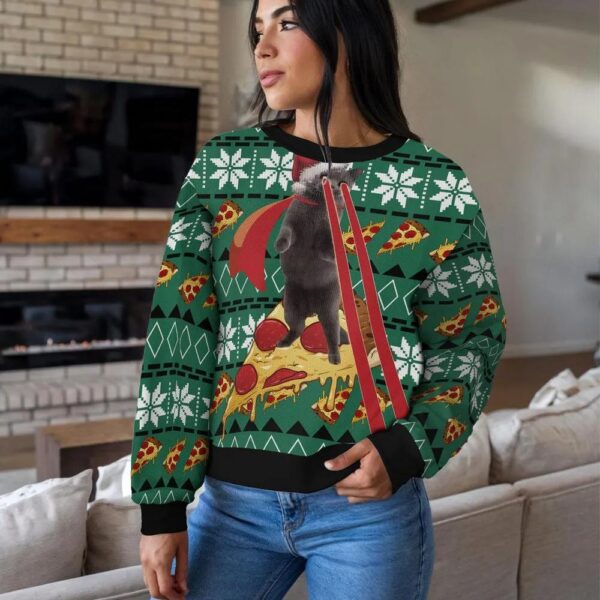 Funny Pizza Cat Christmas Ugly Sweatshirt Funny Pizza Cat Christmas Ugly Sweatshirt