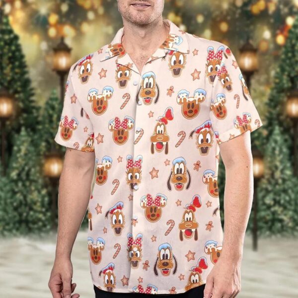 Disney Mickey Minnie Donald Christmas Hawaiian Shirt, Mickey Gingerbread Shirt Gift