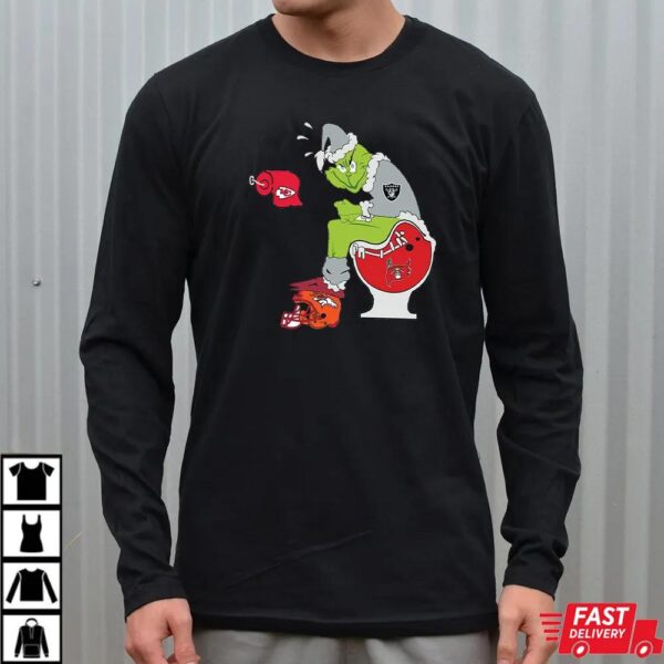 Funny NFL Las Vegas Raiders Grinch Christmas Football Rivalry Shirt