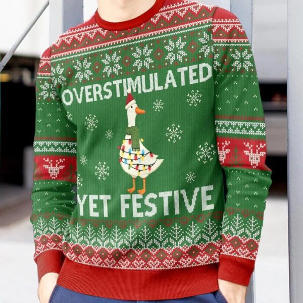 Overstimulated Yet Festive Goose Christmas Ugly Sweater