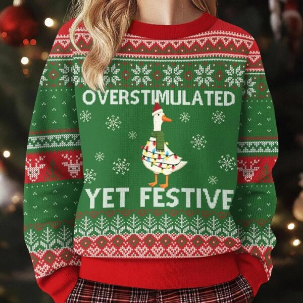 Overstimulated Yet Festive Goose Christmas Ugly Sweater