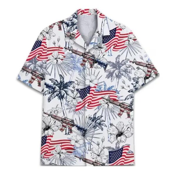 Patriotic Gun Hibiscus Aloha Shirt Patriotic Gun Hibiscus Aloha Shirt