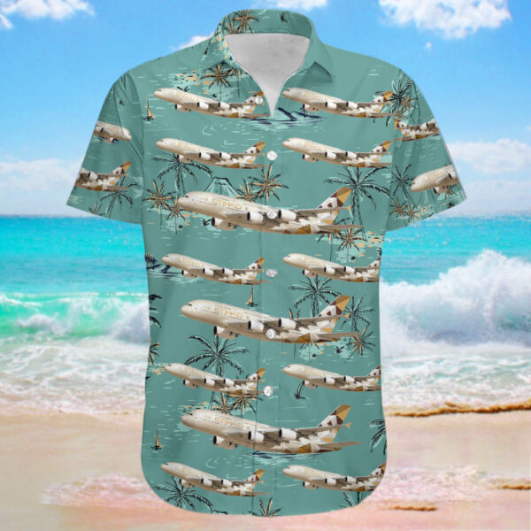 Airbus A380-861 Etihad Airways Hawaiian Shirt Airbus A380-861 Etihad Airways Hawaiian Shirt