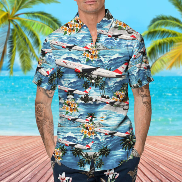 Boeing 777-2Z9(ER) Austrian Airlines Hawaiian Shirt Boeing 777-2Z9(ER) Austrian Airlines Hawaiian Shirt