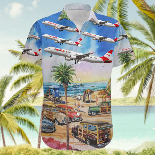 Airbus A321-211 Austrian Airlines Hawaiian Shirt Airbus A321-211 Austrian Airlines Hawaiian Shirt