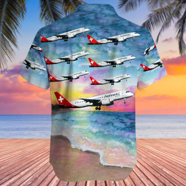Embraer ERJ-190-300STD Helvetic Airways Hawaiian Shirt Embraer ERJ-190-300STD Helvetic Airways Hawaiian Shirt