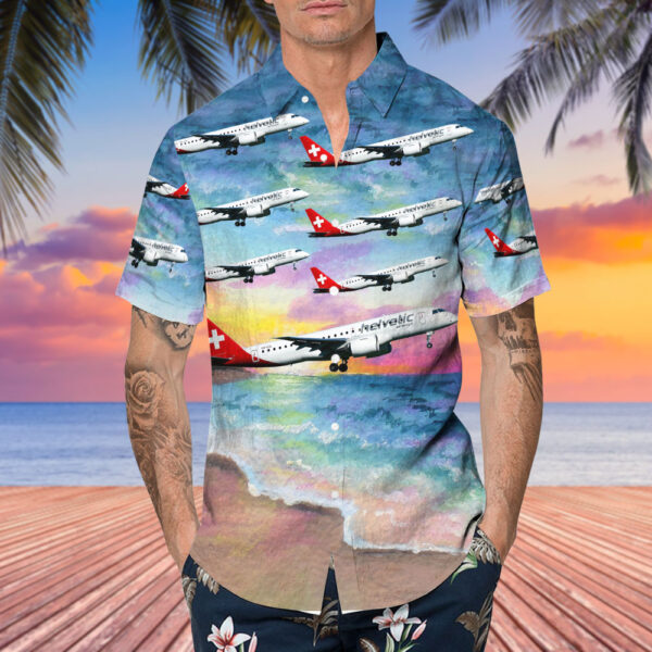 Embraer ERJ-190-300STD Helvetic Airways Hawaiian Shirt Embraer ERJ-190-300STD Helvetic Airways Hawaiian Shirt