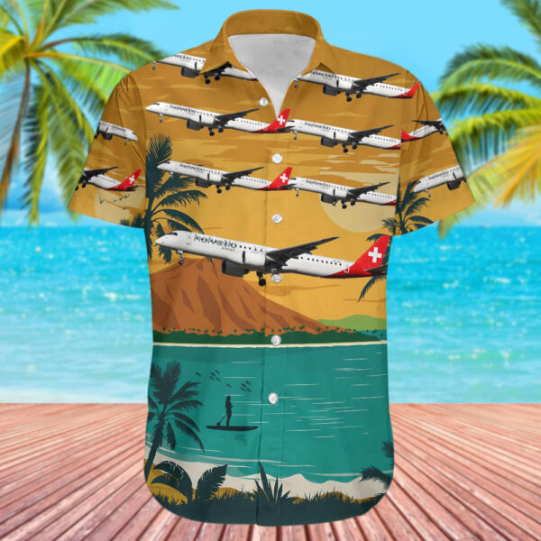 Embraer ERJ-190-400STD Helvetic Airways Hawaiian Shirt Embraer ERJ-190-400STD Helvetic Airways Hawaiian Shirt