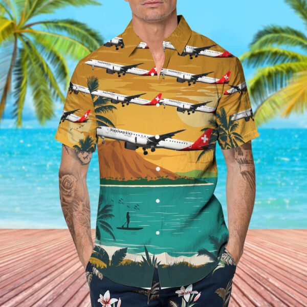 Embraer ERJ-190-400STD Helvetic Airways Hawaiian Shirt Embraer ERJ-190-400STD Helvetic Airways Hawaiian Shirt