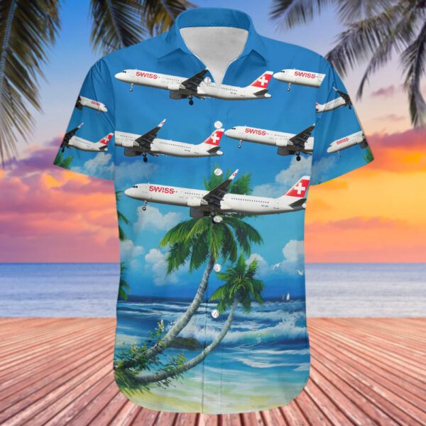Airbus A321-212 Swiss Airlines Hawaiian Shirt Airbus A321-212 Swiss Airlines Hawaiian Shirt