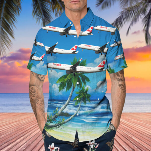 Airbus A321-212 Swiss Airlines Hawaiian Shirt Airbus A321-212 Swiss Airlines Hawaiian Shirt