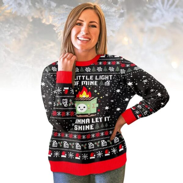 Funny Dumpster Fire This Little Light Of Mine Ugly Christmas Sweater