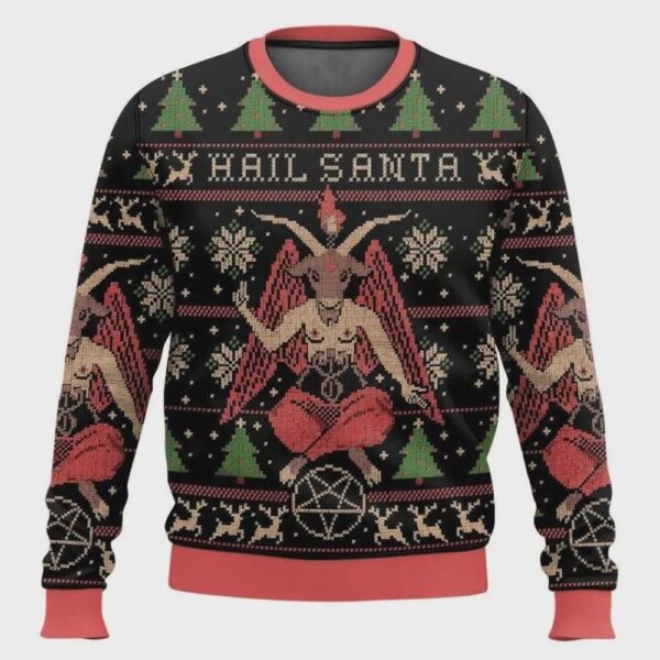Satan Claus Hail Santa Ugly Christmas Sweater Satan Claus Hail Santa Ugly Christmas Sweater