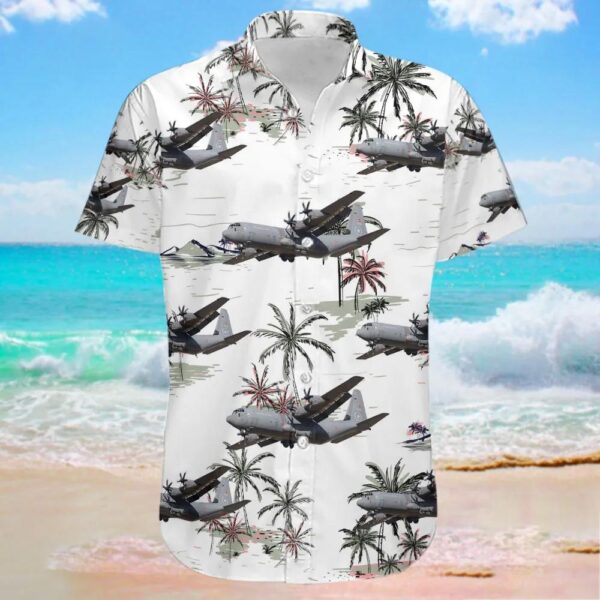 Lockheed Martin C-130J-30 Hercules Denmark Air Force Hawaiian Shirt Lockheed Martin C-130J-30 Hercules Denmark Air Force Hawaiian Shirt