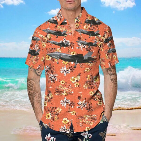 Lockheed Martin F-35A Lightning II Denmark Air Force Hawaiian Shirt Lockheed Martin F-35A Lightning II Denmark Air Force Hawaiian Shirt