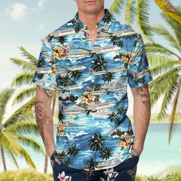 Boeing 787-9 Dreamliner Qatar Airways Hawaiian Shirt Boeing 787-9 Dreamliner Qatar Airways Hawaiian Shirt