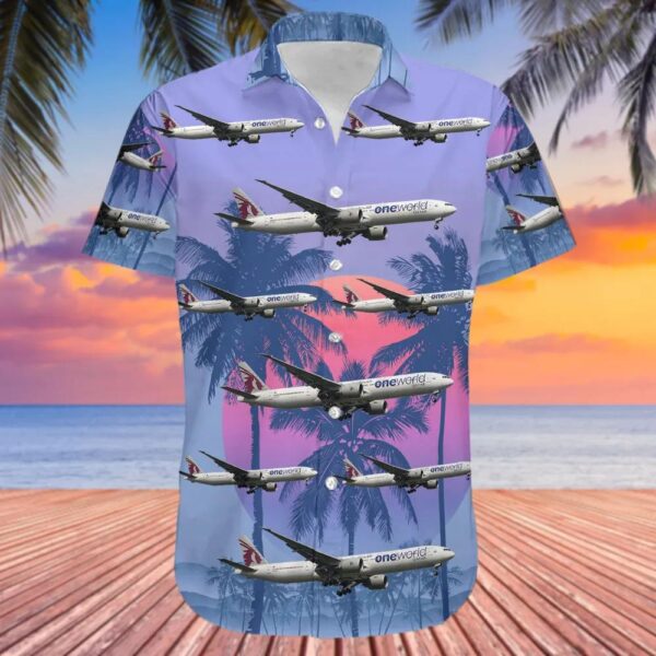 Boeing 777-3DZER Qatar Airways Hawaiian Shirt Boeing 777-3DZER Qatar Airways Hawaiian Shirt