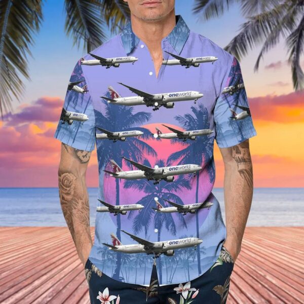 Boeing 777-3DZER Qatar Airways Hawaiian Shirt Boeing 777-3DZER Qatar Airways Hawaiian Shirt
