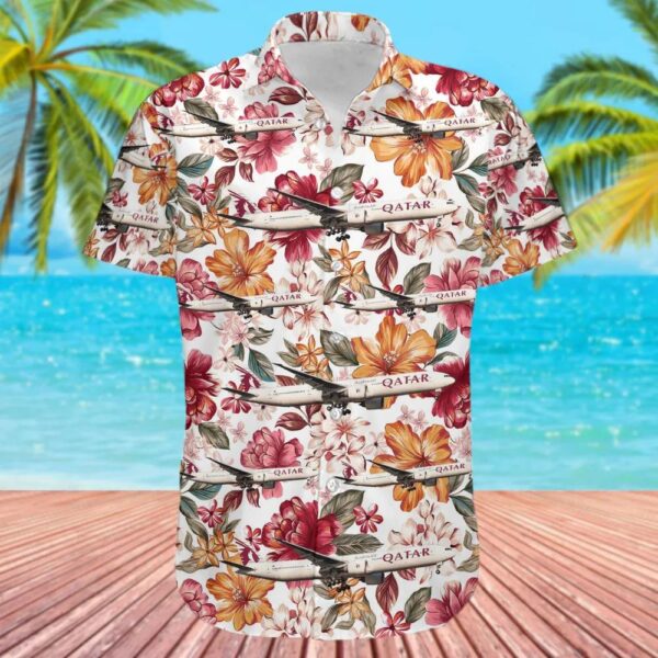 Boeing 777-3ZGER Qatar Airways Hawaiian Shirt Boeing 777-3ZGER Qatar Airways Hawaiian Shirt