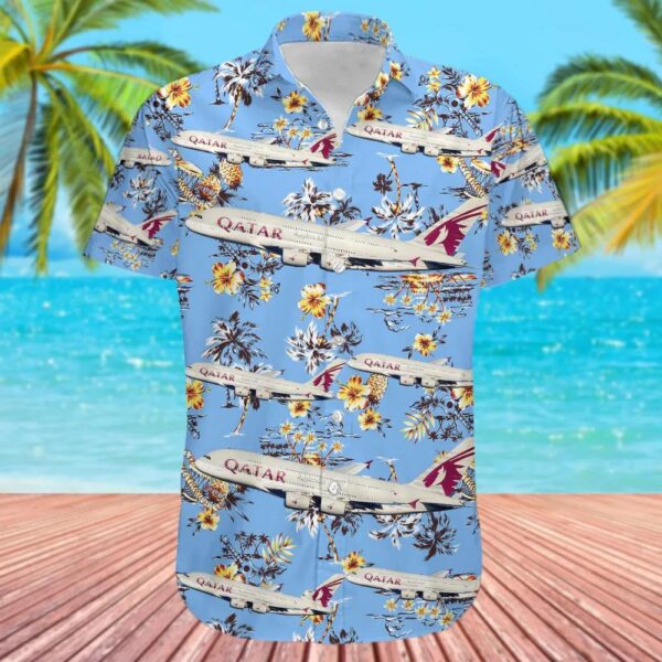 Airbus A380-861 Qatar Airways Hawaiian Shirt Airbus A380-861 Qatar Airways Hawaiian Shirt