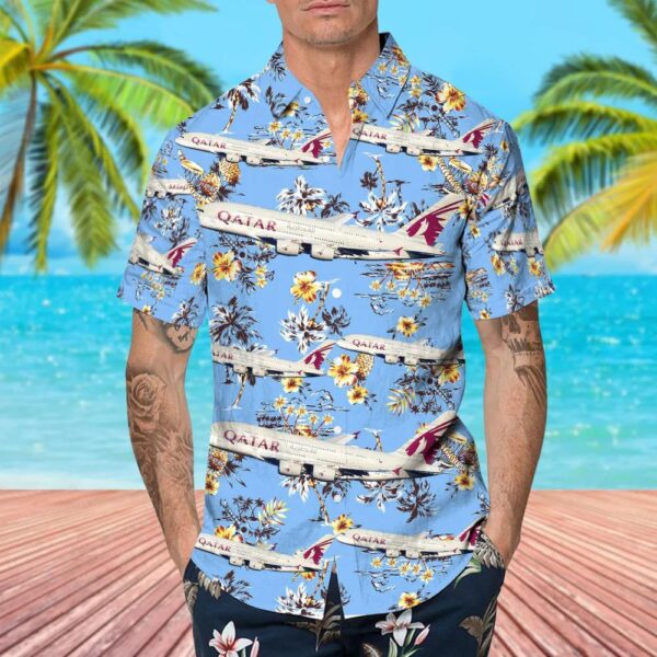 Airbus A380-861 Qatar Airways Hawaiian Shirt Airbus A380-861 Qatar Airways Hawaiian Shirt