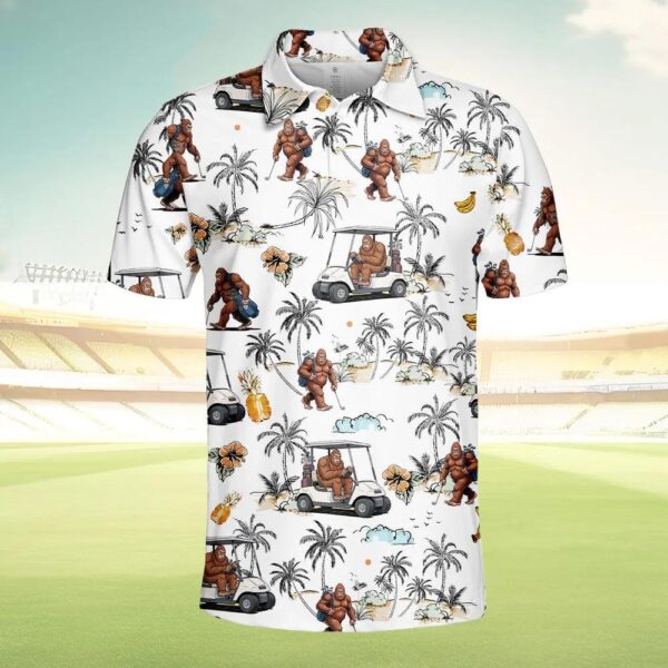 Funny Bigfoot Golf Polo Shirt for Men Women Funny Bigfoot Golf Polo Shirt for Men Women