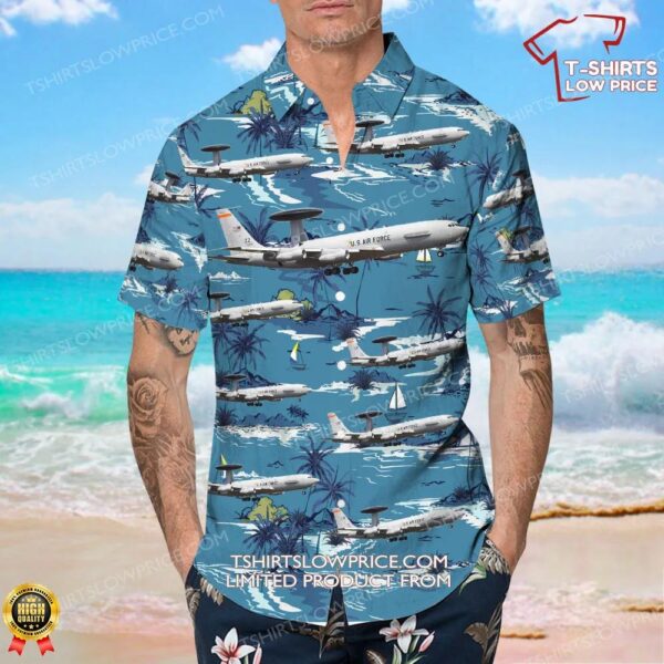 Boeing E-3C Sentry United States US Air Force (USAF) Hawaiian Shirt Boeing E-3C Sentry United States US Air Force (USAF) Hawaiian Shirt