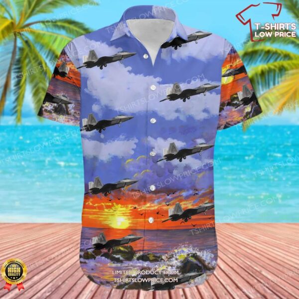Lockheed Martin F-22A Raptor United States US Air Force (USAF) Hawaiian Shirt Lockheed Martin F-22A Raptor United States US Air Force (USAF) Hawaiian Shirt