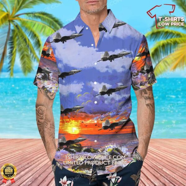 Lockheed Martin F-22A Raptor United States US Air Force (USAF) Hawaiian Shirt Lockheed Martin F-22A Raptor United States US Air Force (USAF) Hawaiian Shirt