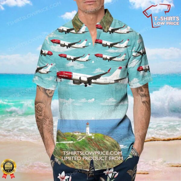 Boeing 737-8 MAX Norwegian Airlines Hawaiian Shirt Boeing 737-8 MAX Norwegian Airlines Hawaiian Shirt