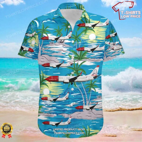 Boeing 737-8KN Norwegian Airlines Hawaiian Shirt Boeing 737-8KN Norwegian Airlines Hawaiian Shirt